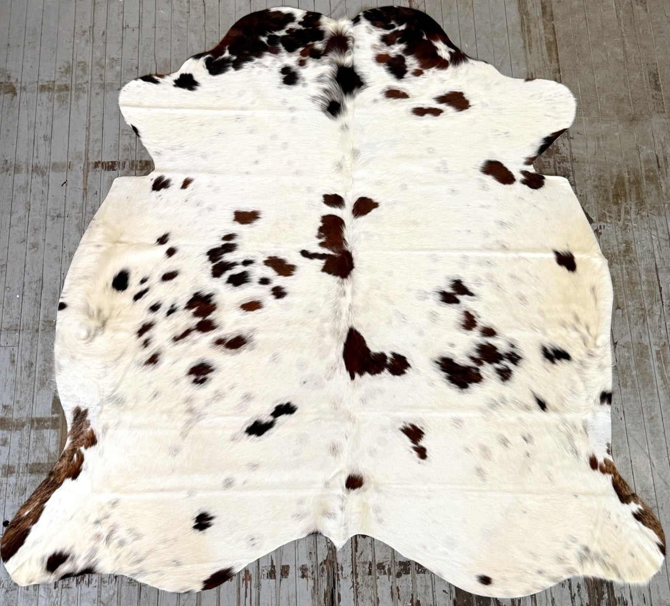 White & Brown Spotted Cowhide Rug #3095