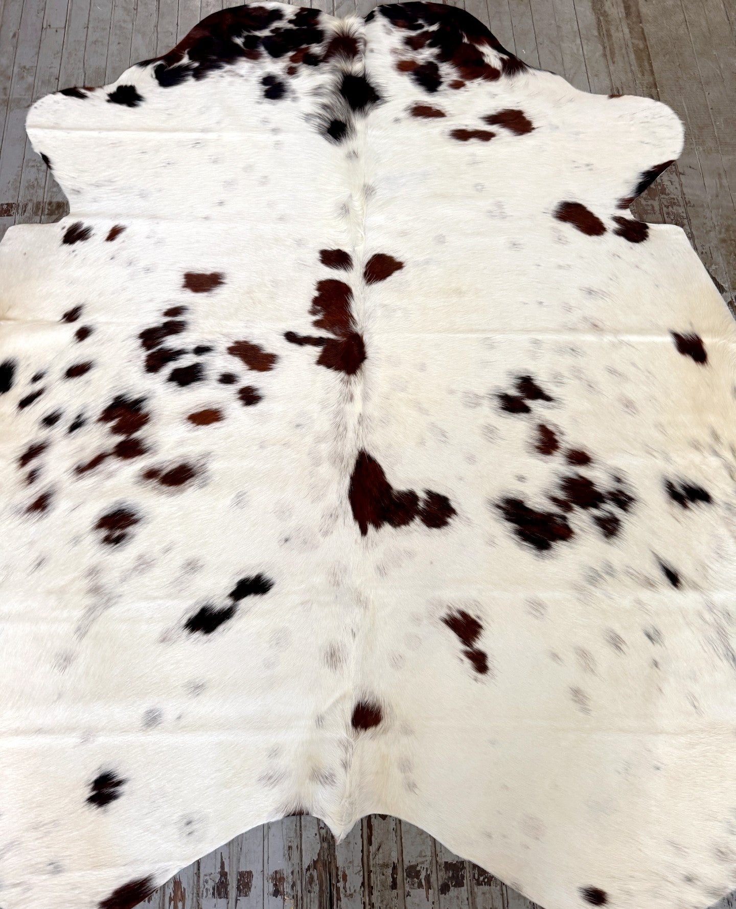 White & Brown Spotted Cowhide Rug #3095