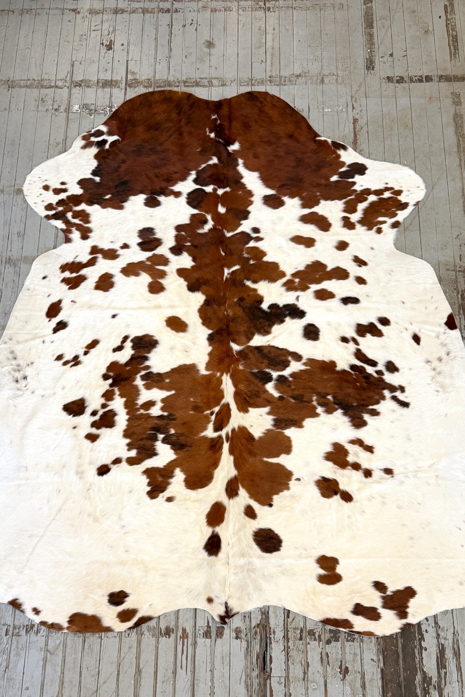 Brown & White Spotted Cowhide Rug #3132