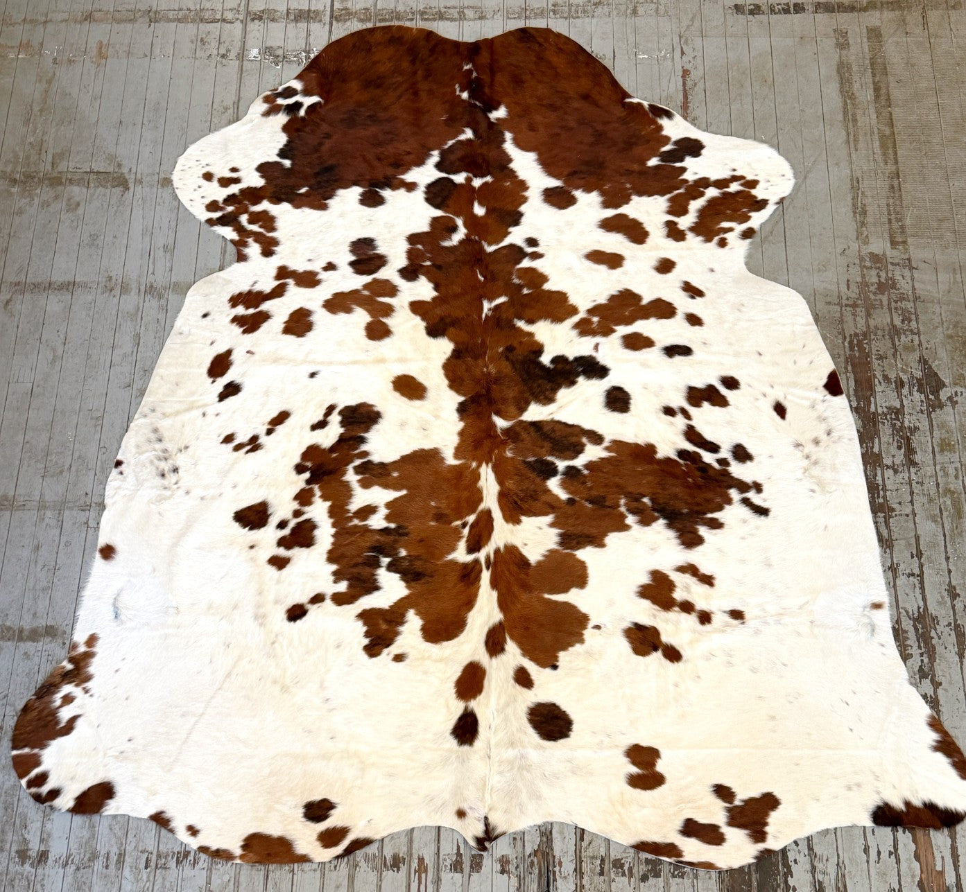 Brown & White Spotted Cowhide Rug #3132