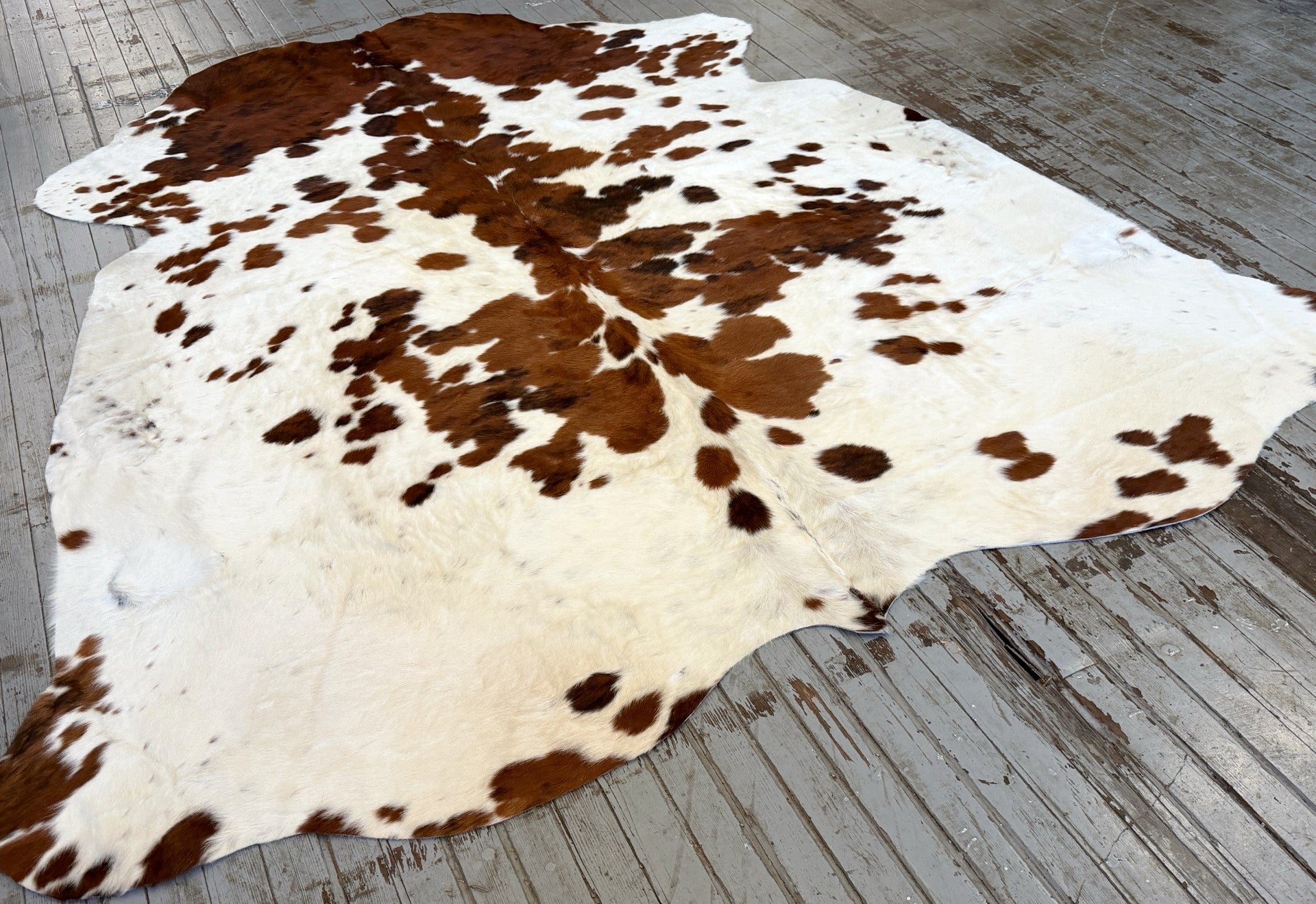 Brown & White Spotted Cowhide Rug #3132