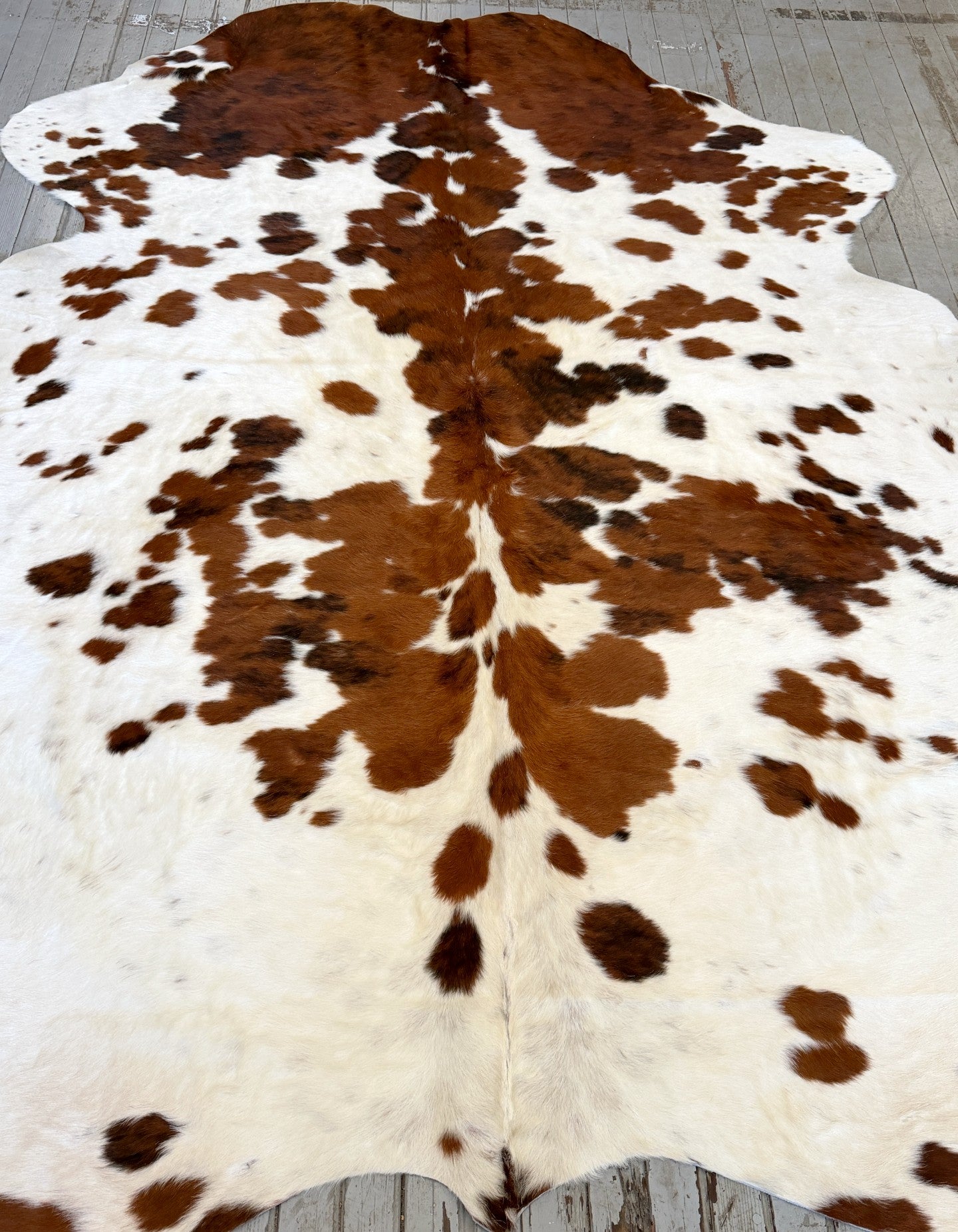 Brown & White Spotted Cowhide Rug #3132