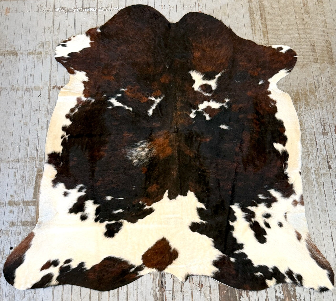 Tricolor Spotted Cowhide Rug #3140