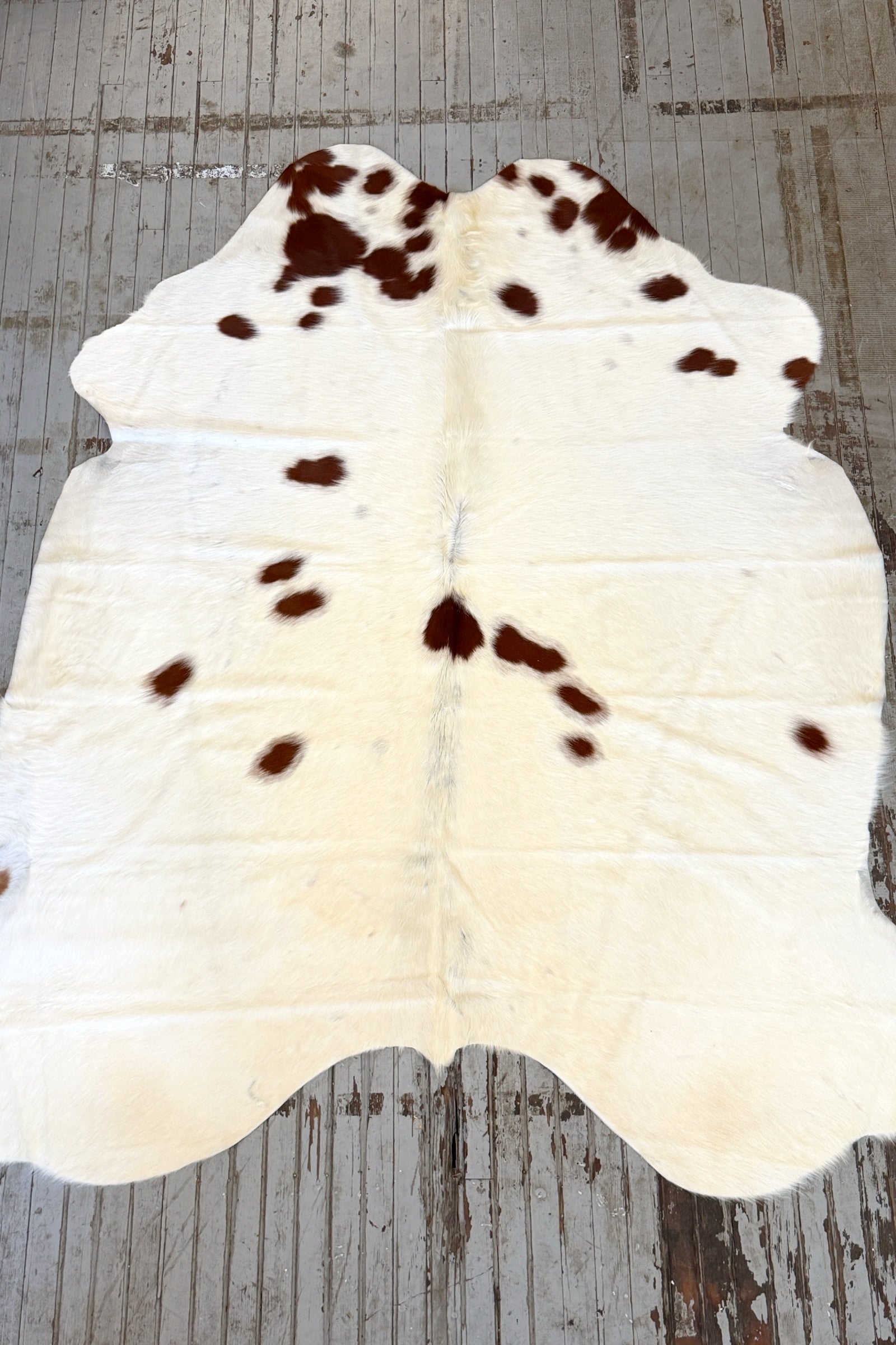 White & Red Spotted Cowhide Rug #3142