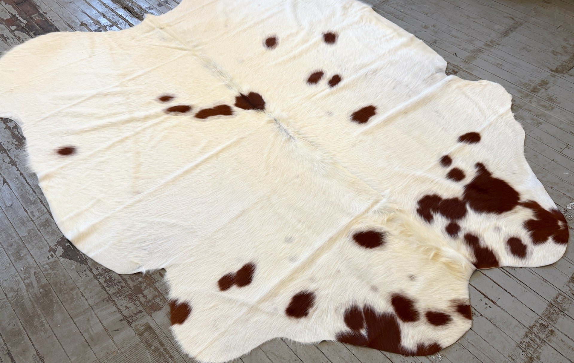 White & Red Spotted Cowhide Rug #3142