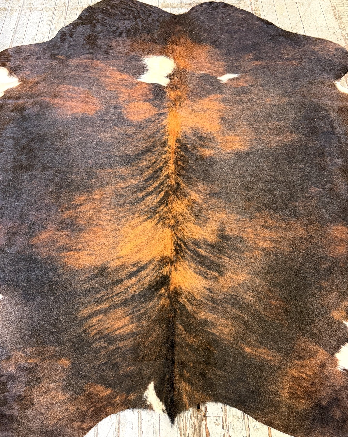 Tricolor Brindle Cowhide Rug #3150