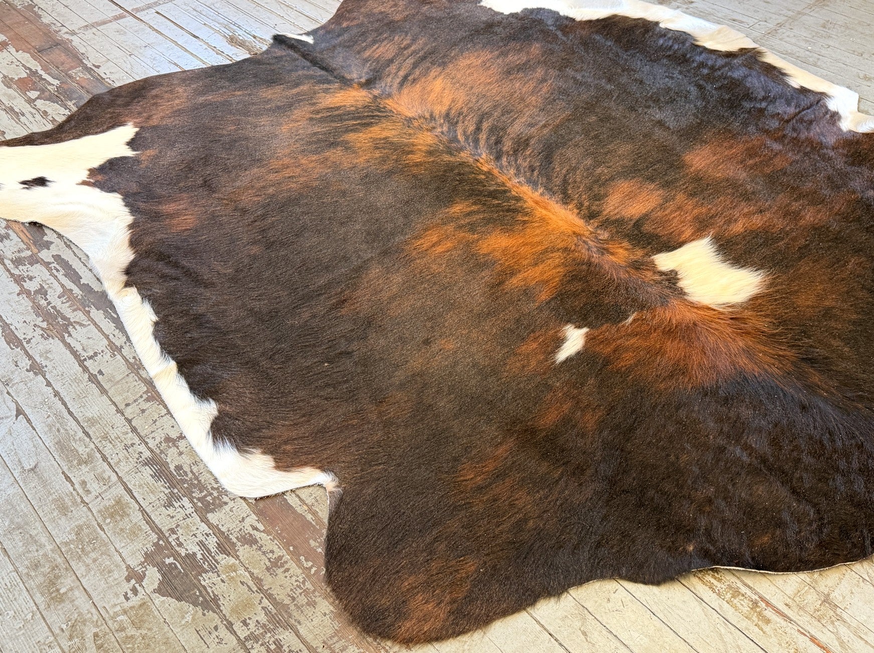 Tricolor Brindle Cowhide Rug #3150