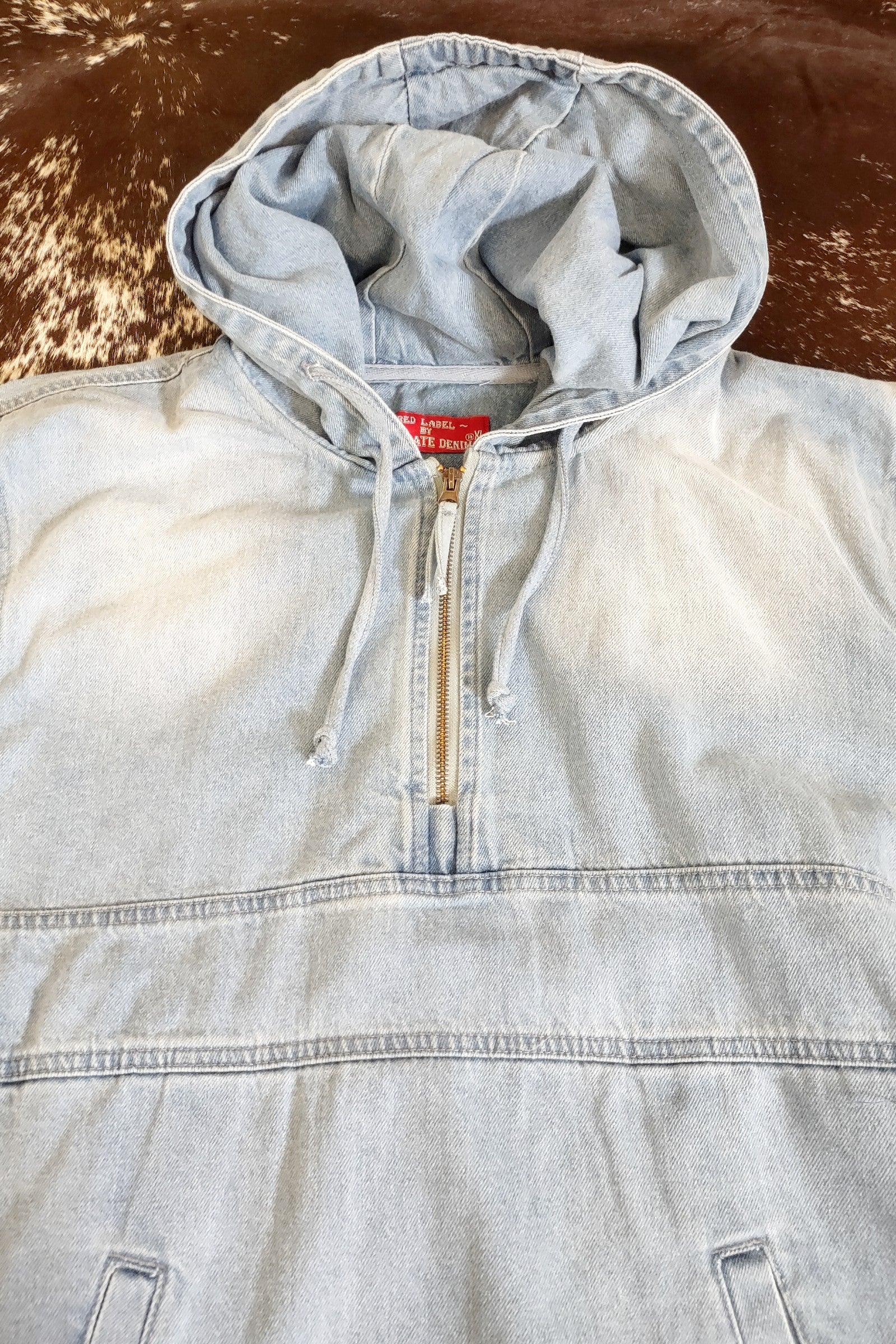 Denim Half Zip Hoodie