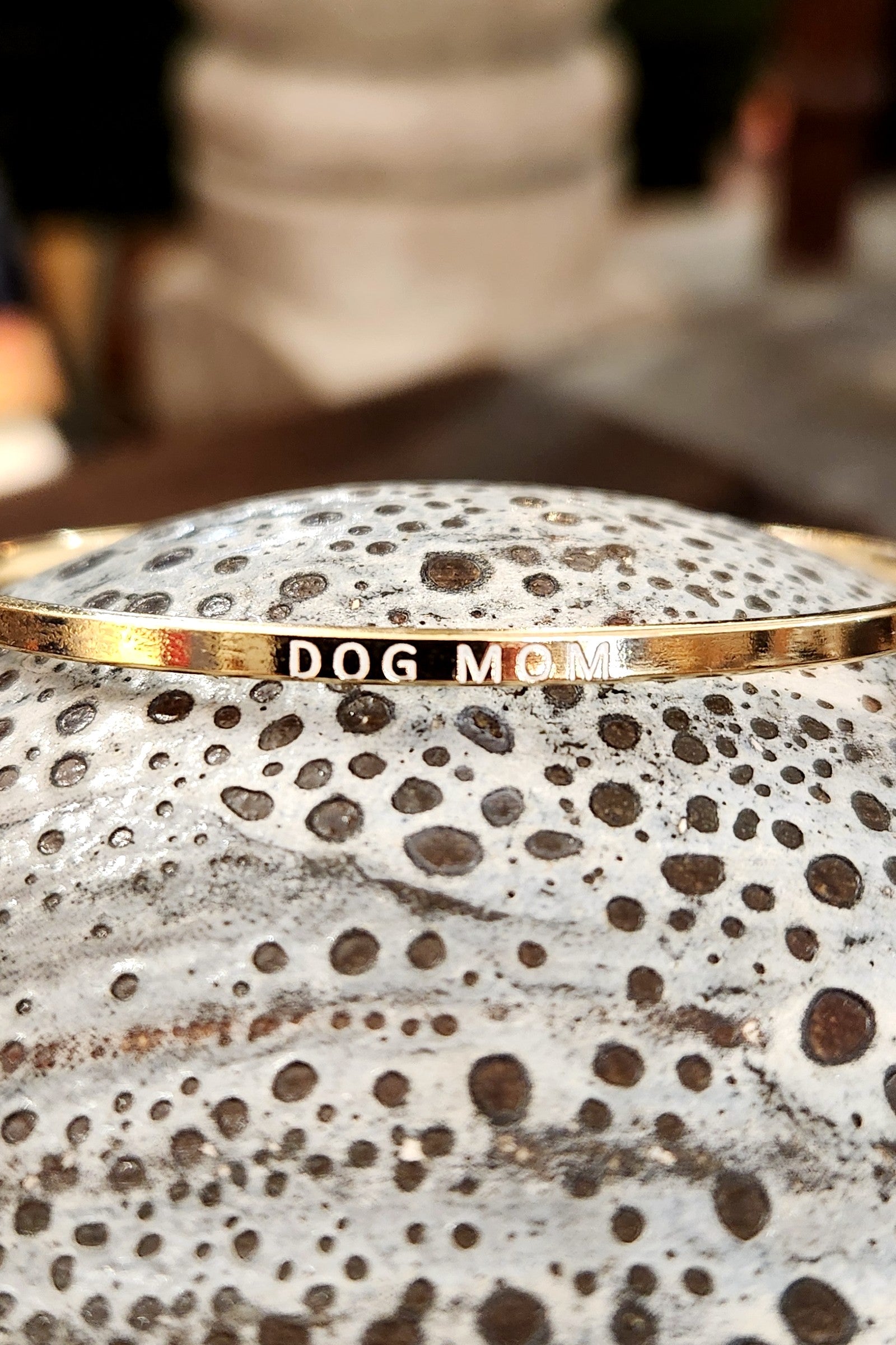 Dog Mom Gold Bangle Bracelet