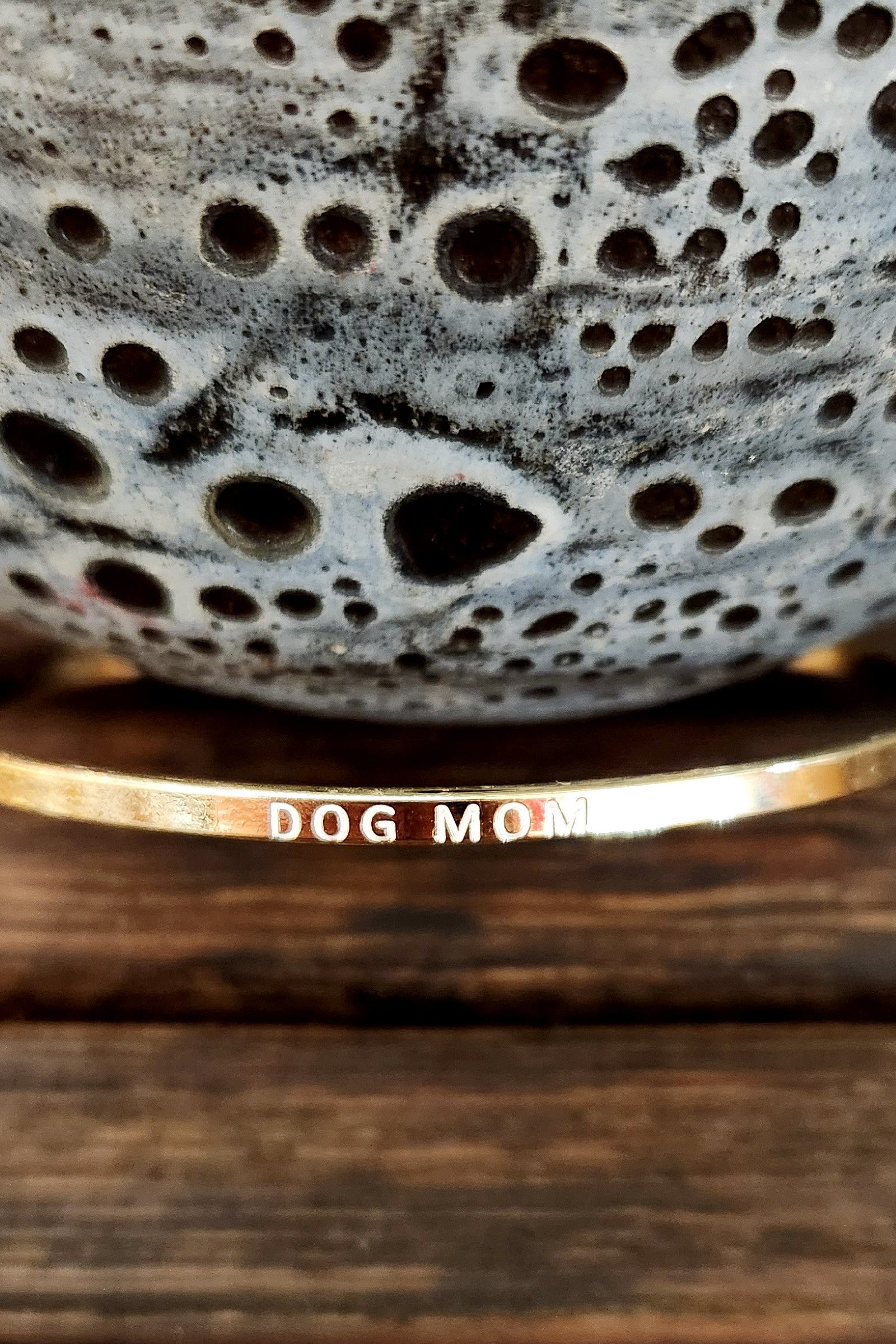 Dog Mom Gold Bangle Bracelet