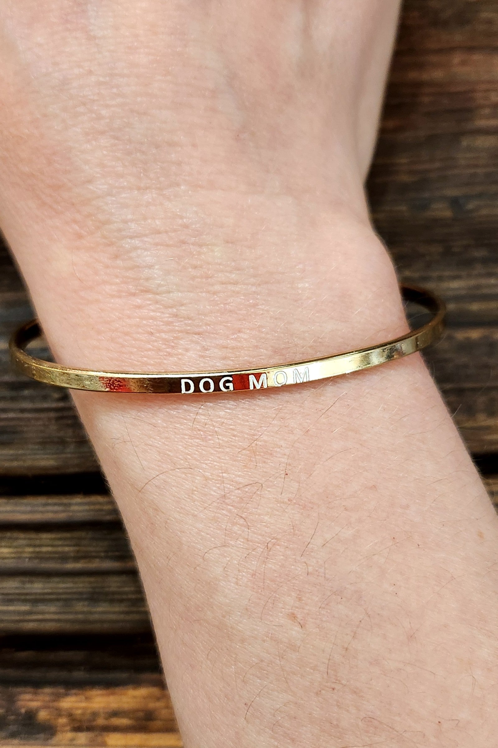 Dog Mom Gold Bangle Bracelet