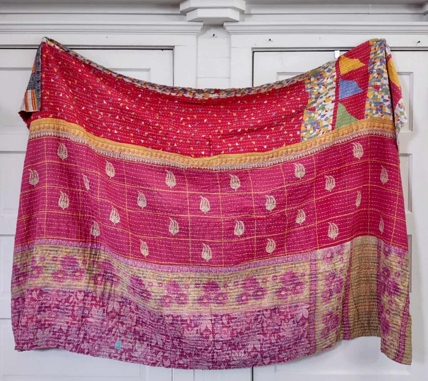 Kantha Sari Throw Blanket #1256