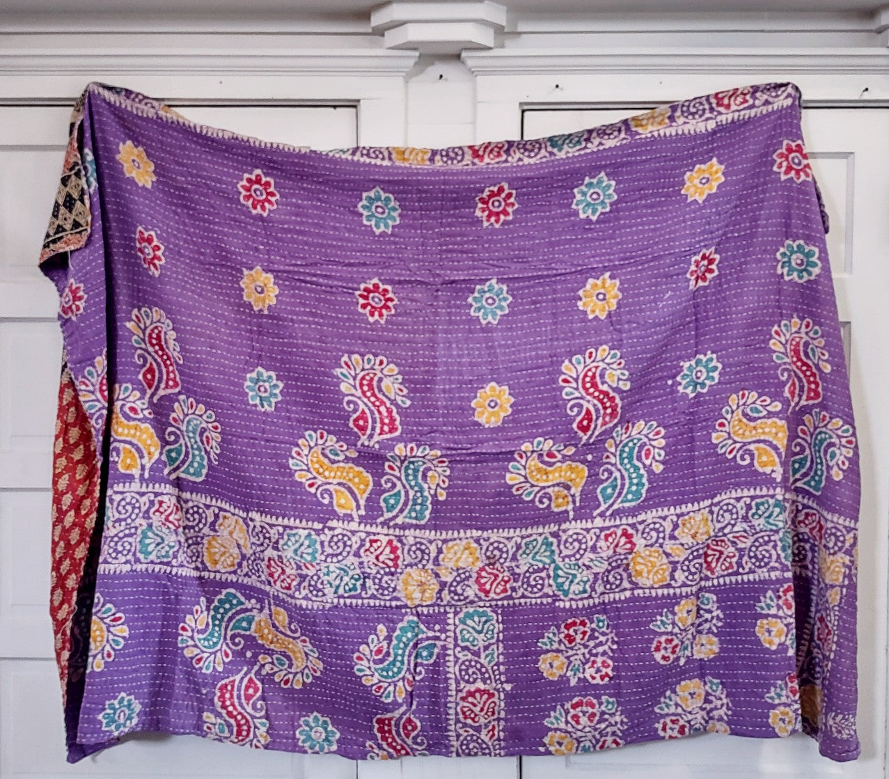 Kantha Sari Throw Blanket #1270