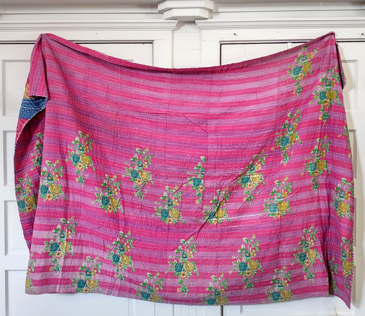 Kantha Sari Throw Blanket #1289
