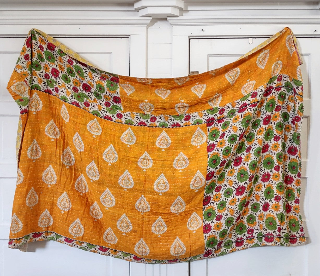 Kantha Sari Throw Blanket #1294