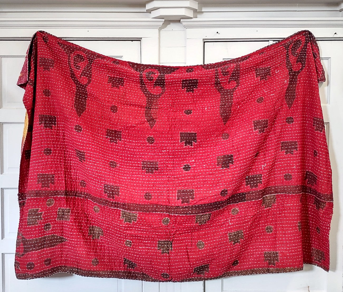 Kantha Sari Throw Blanket #1311