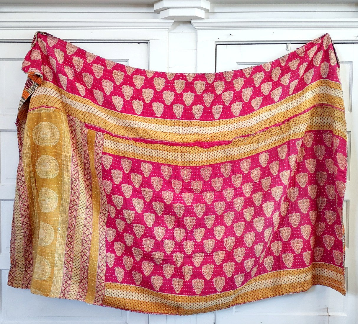 Kantha Sari Throw Blanket #1333