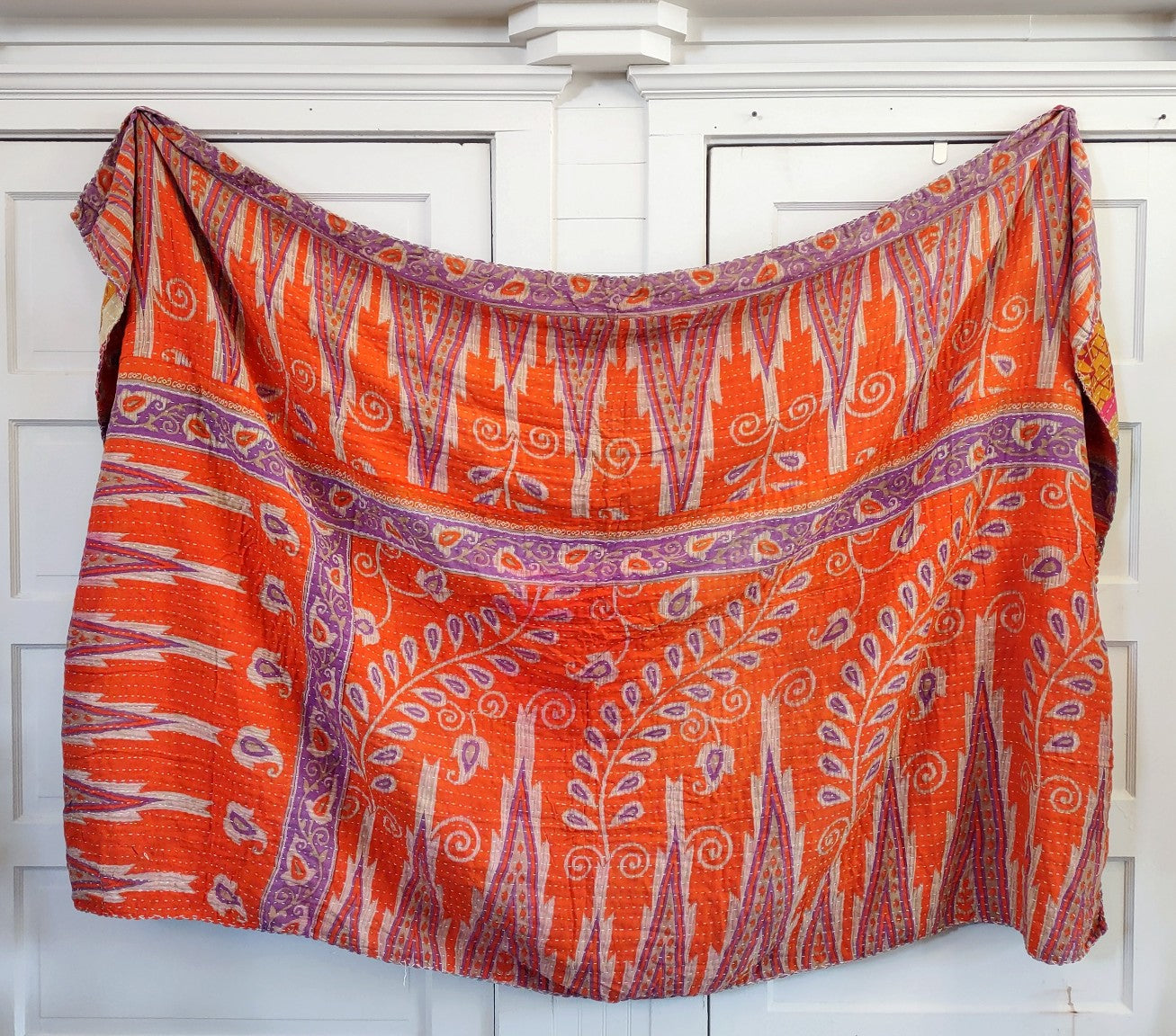 Kantha Sari Throw Blanket #1341