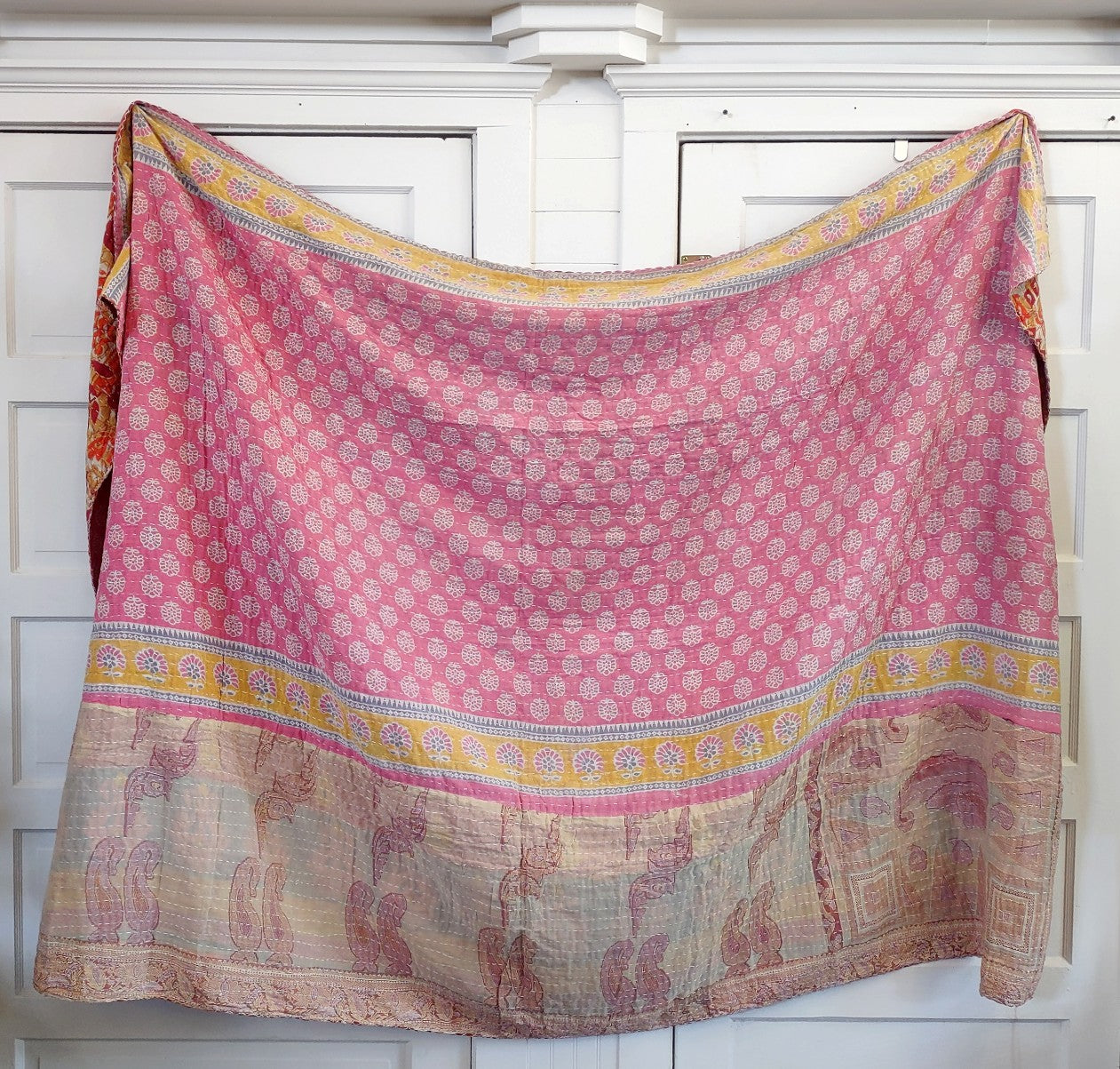 Kantha Sari Throw Blanket #1349
