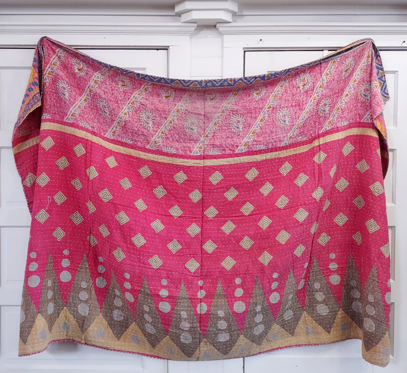 Kantha Sari Throw Blanket #1351