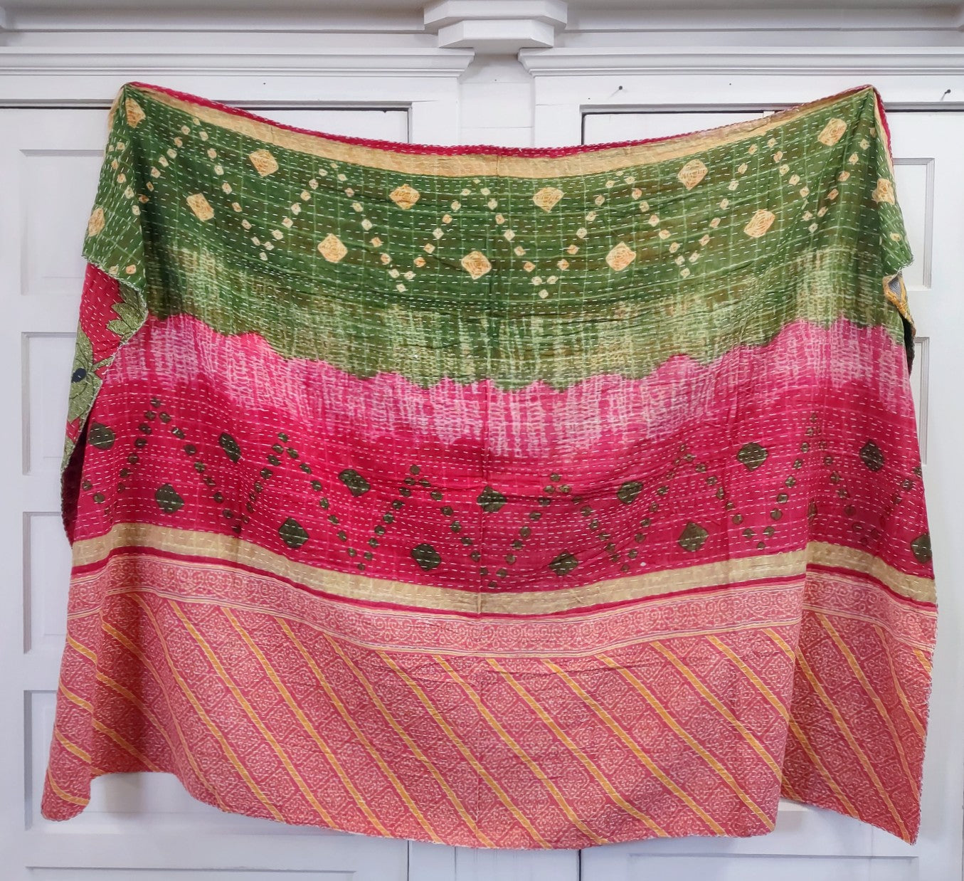 Kantha Sari Throw Blanket #1355