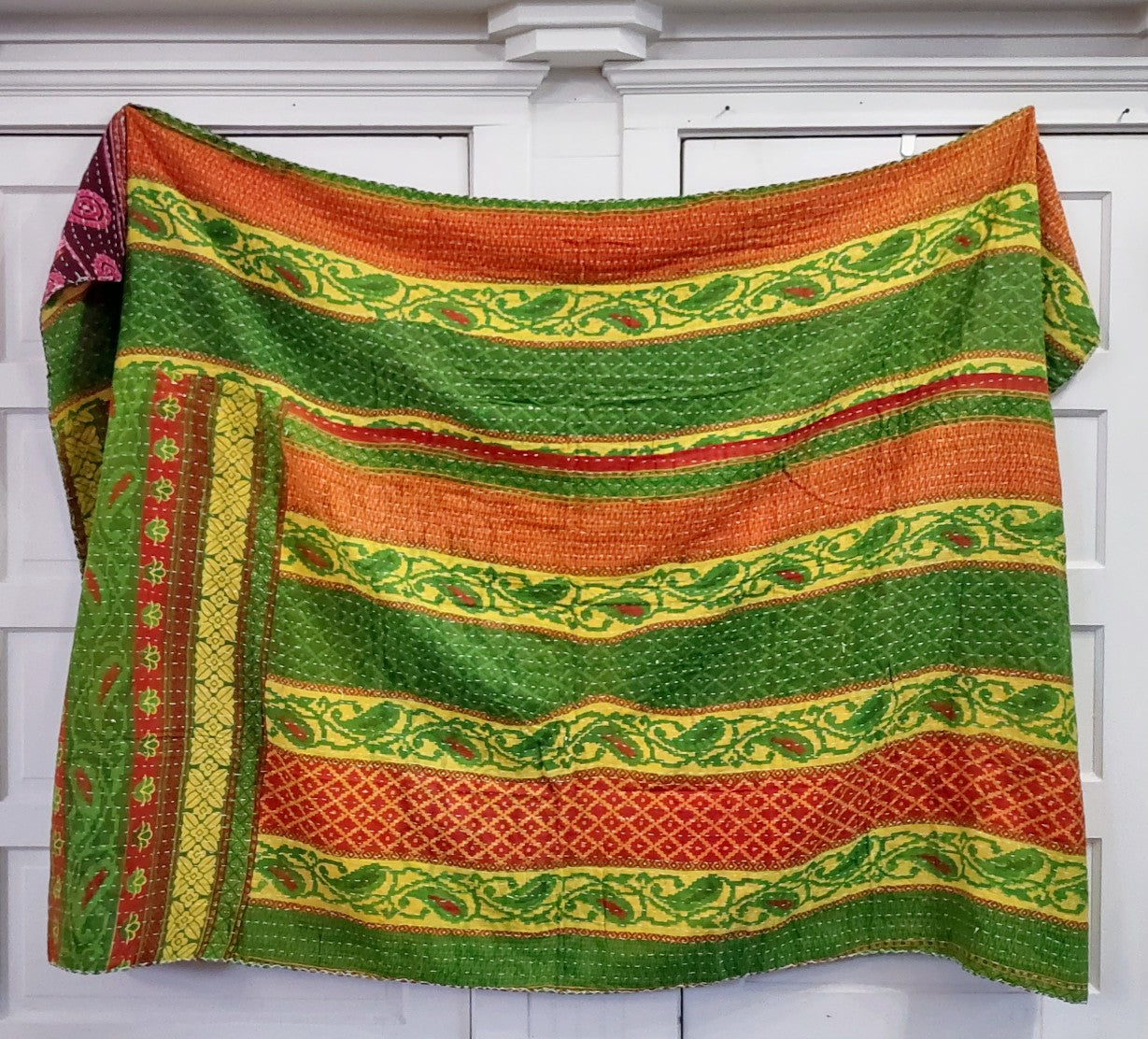 Kantha Sari Throw Blanket #1358