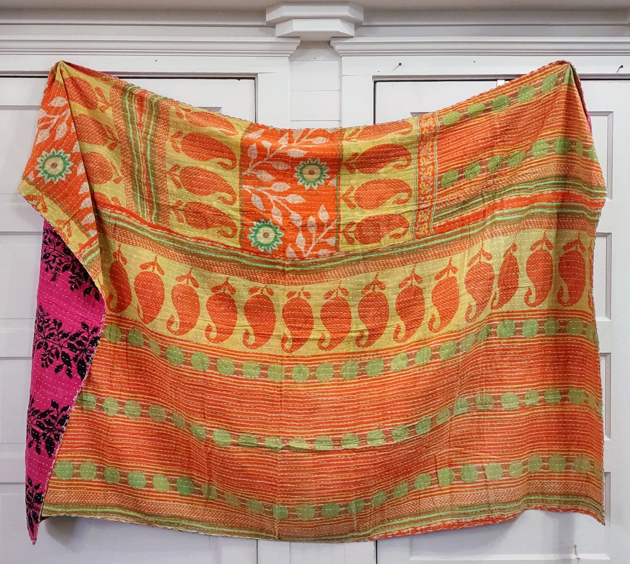 Kantha Sari Throw Blanket #1360