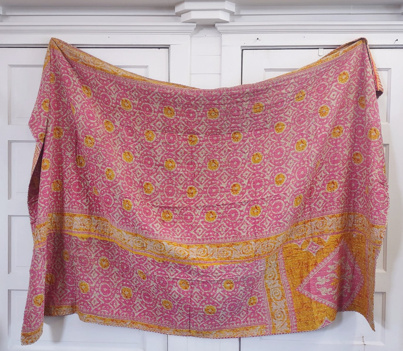 Kantha Sari Throw Blanket #1362