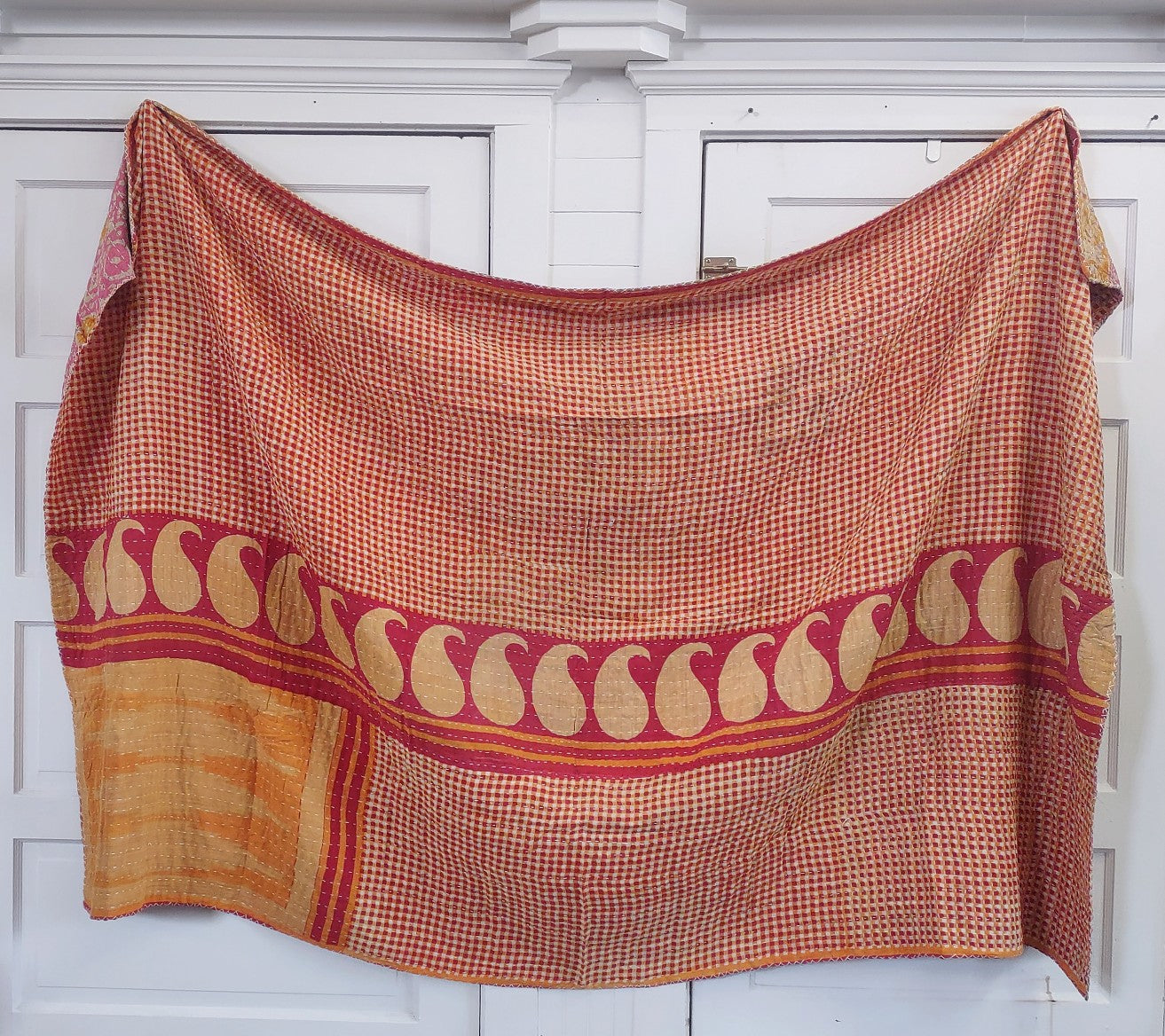 Kantha Sari Throw Blanket #1362