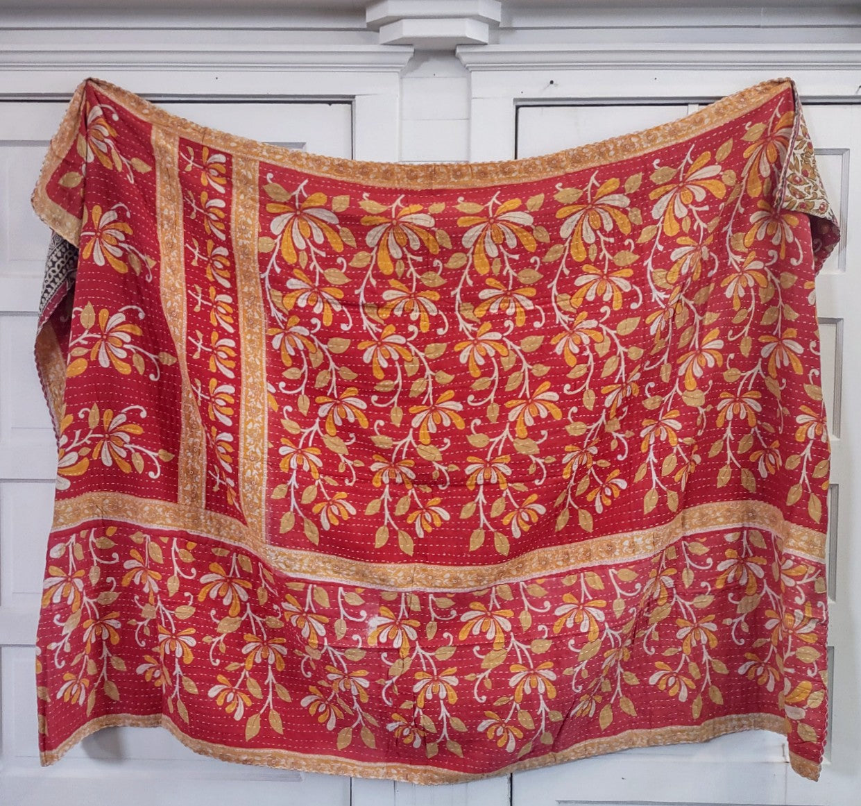 Kantha Sari Throw Blanket #1364