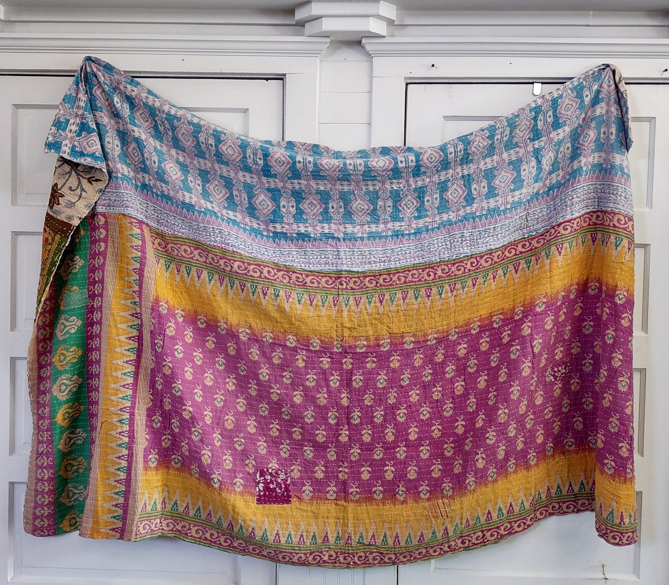 Kantha Sari Throw Blanket #1371