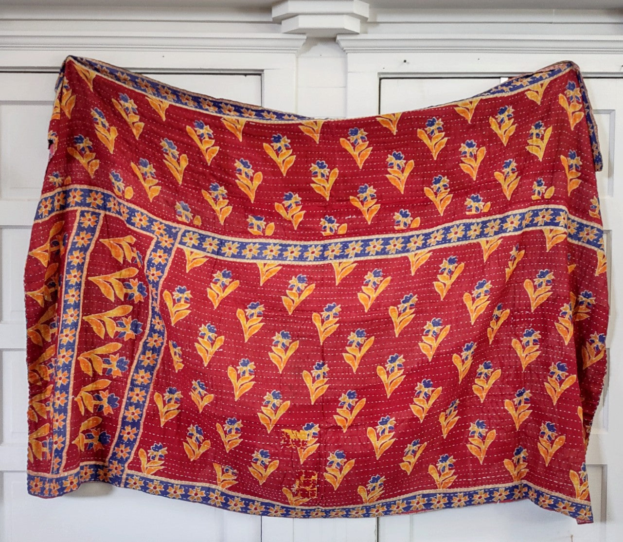 Kantha Sari Throw Blanket #1378