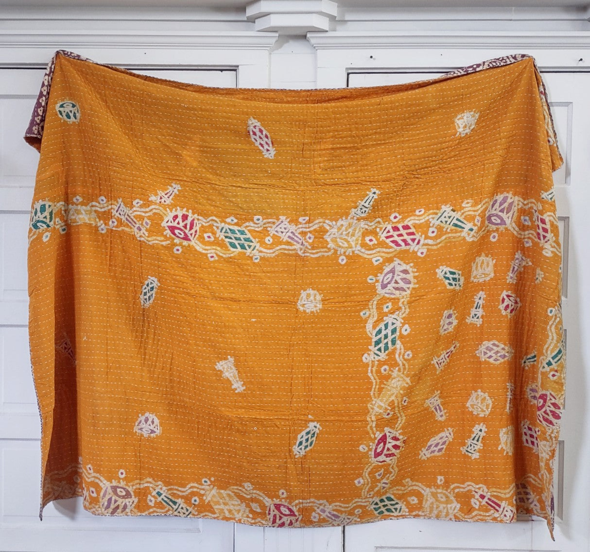 Kantha Sari Throw Blanket #1381