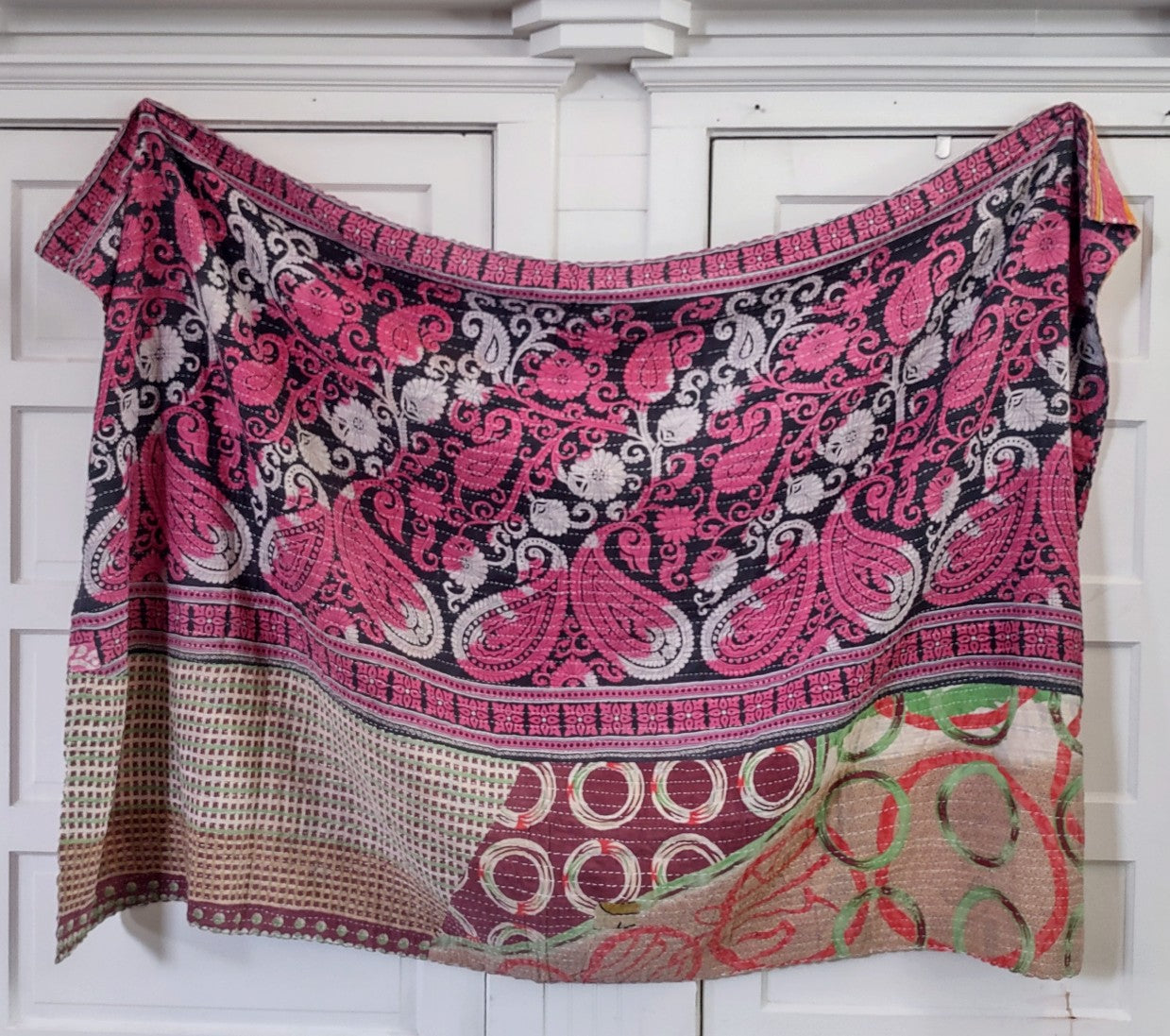 Kantha Sari Throw Blanket #1382