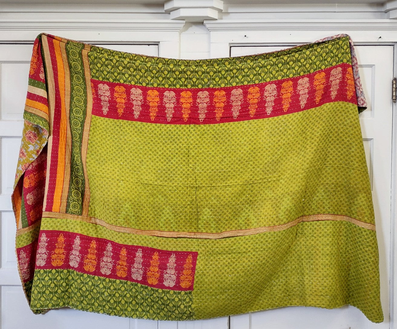 Kantha Sari Throw Blanket #1384
