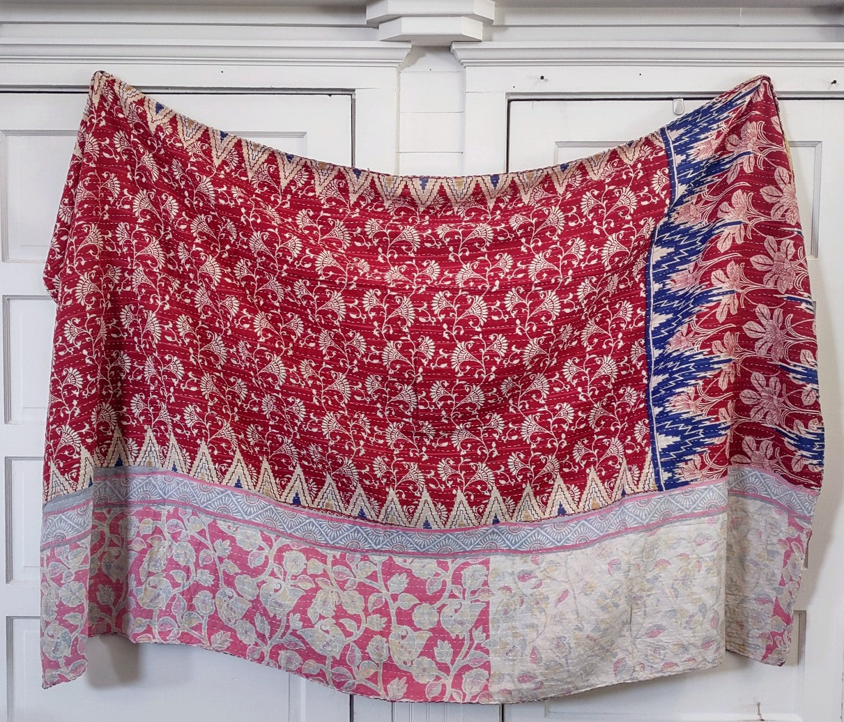 Kantha Sari Throw Blanket #1390