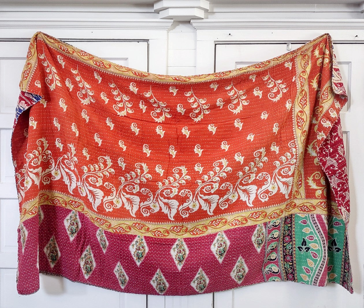 Kantha Sari Throw Blanket #1390