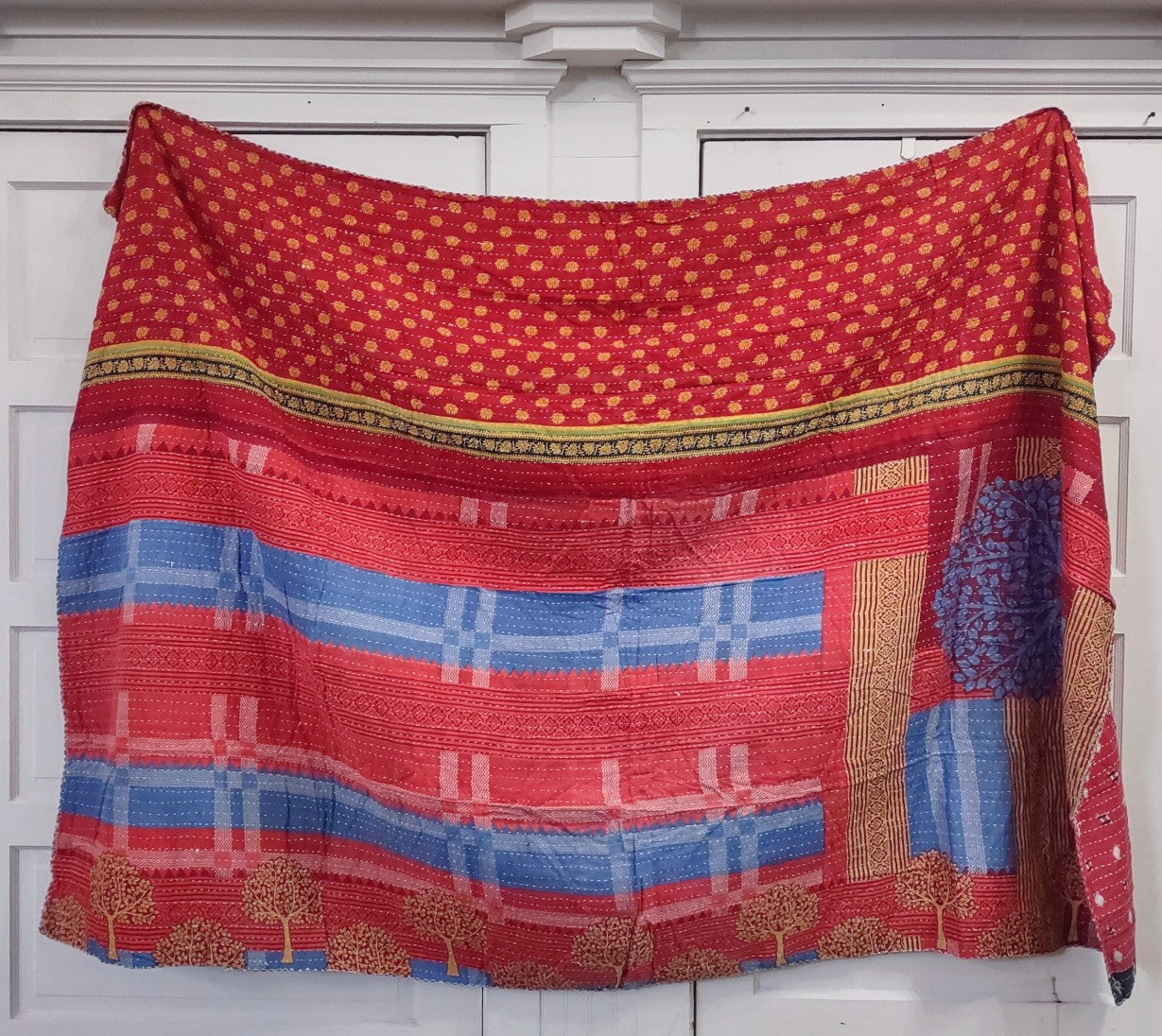 Kantha Sari Throw Blanket #1391