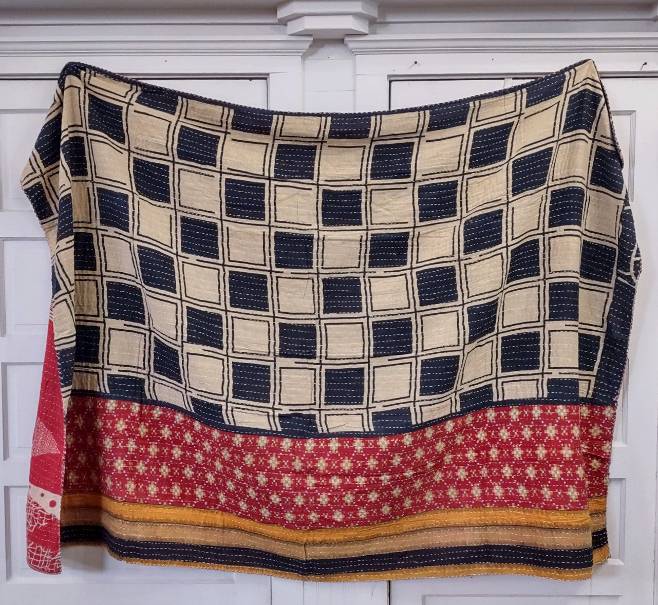 Kantha Sari Throw Blanket #1393