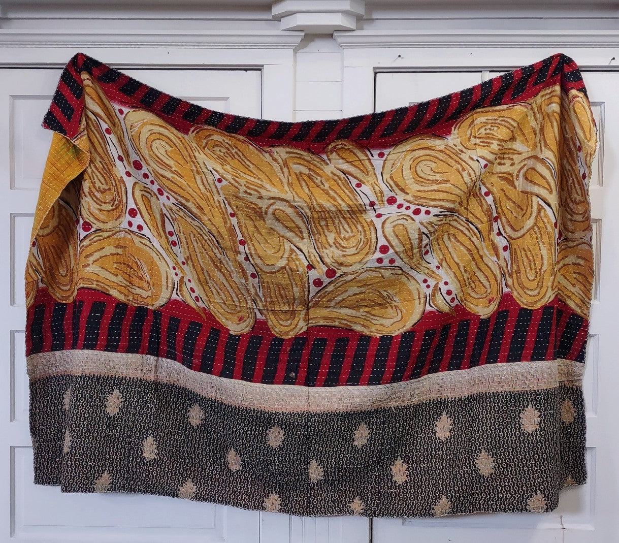 Kantha Sari Throw Blanket #1396