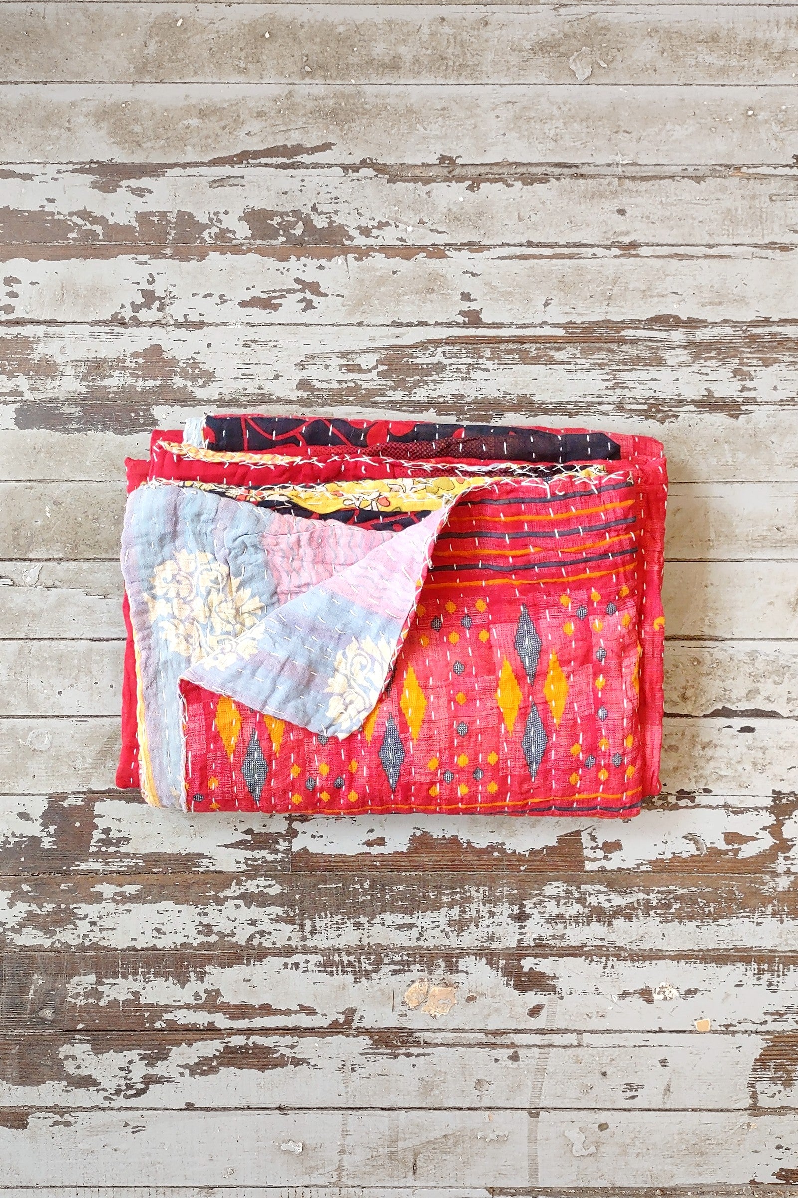 Kantha Sari Throw Blanket #1412