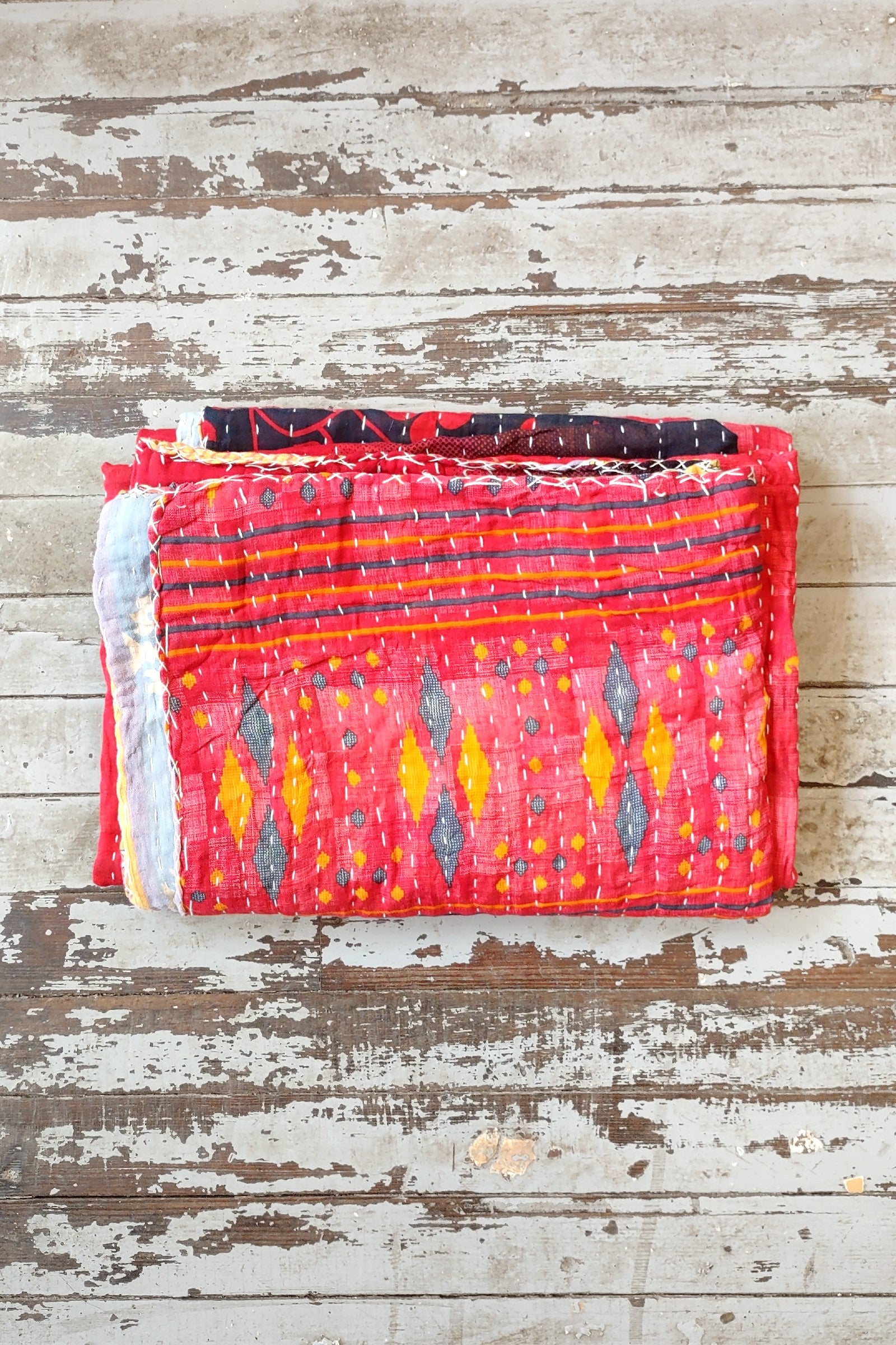 Kantha Sari Throw Blanket #1412