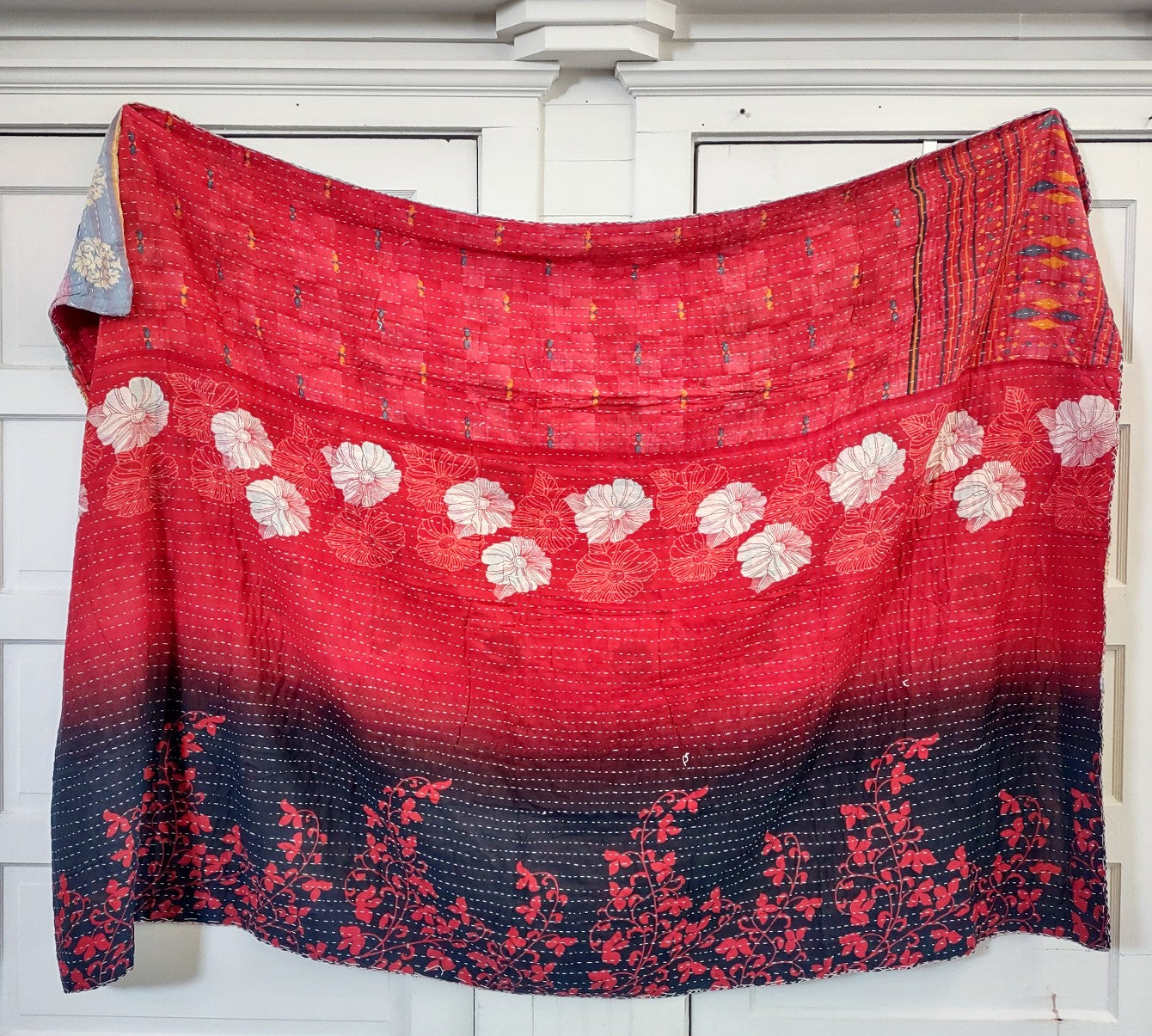 Kantha Sari Throw Blanket #1412