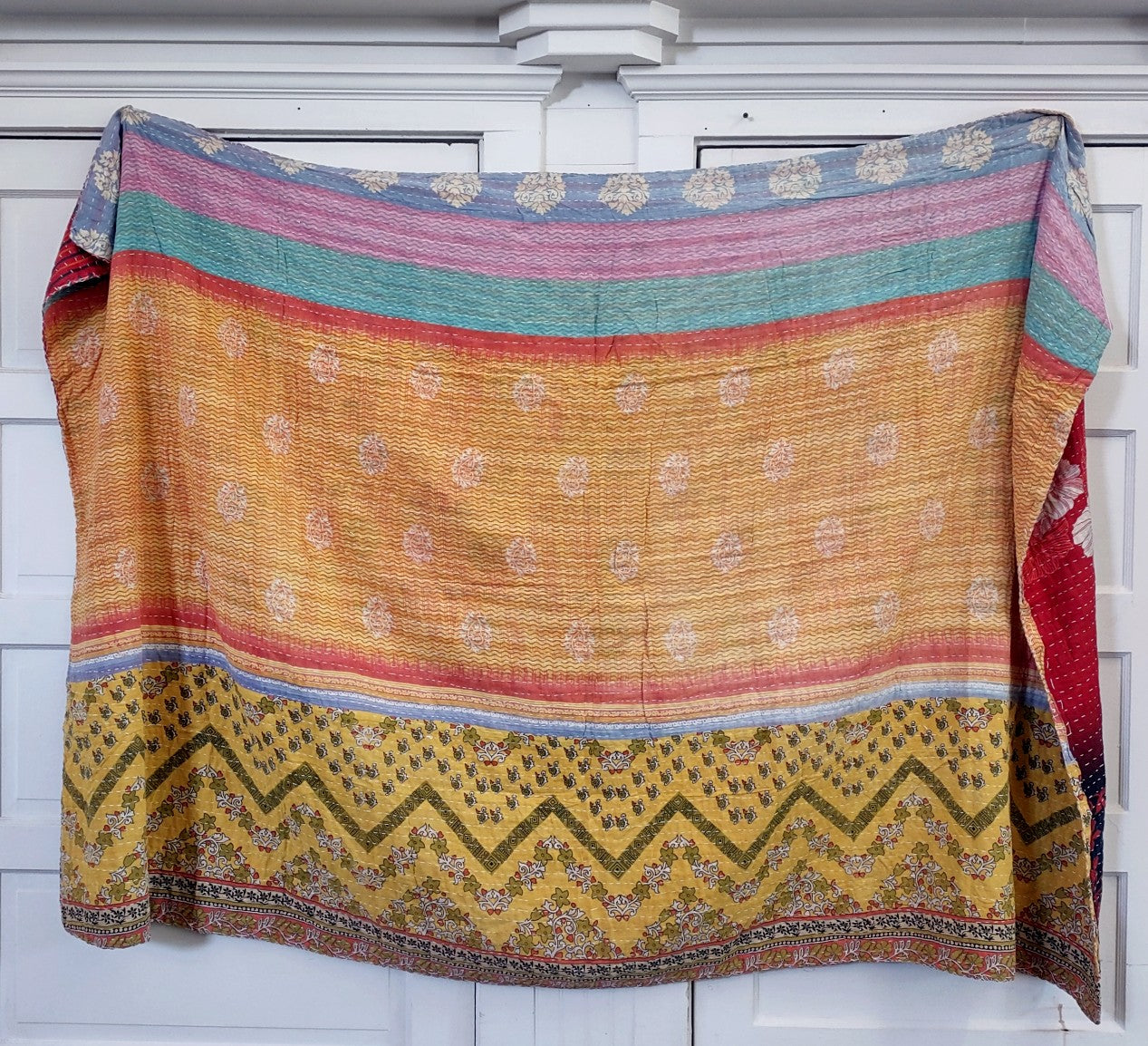 Kantha Sari Throw Blanket #1412