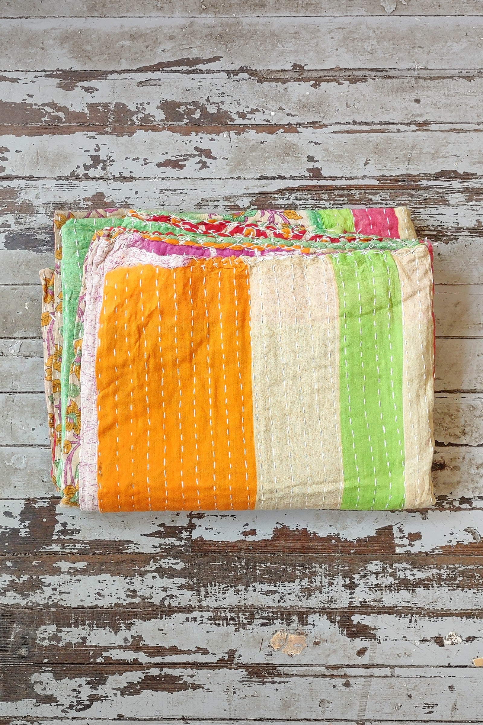 Kantha Sari Throw Blanket #1413