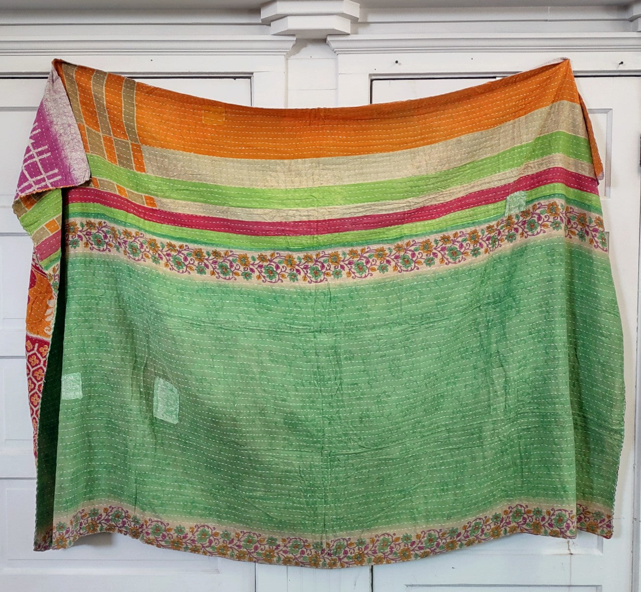 Kantha Sari Throw Blanket #1413