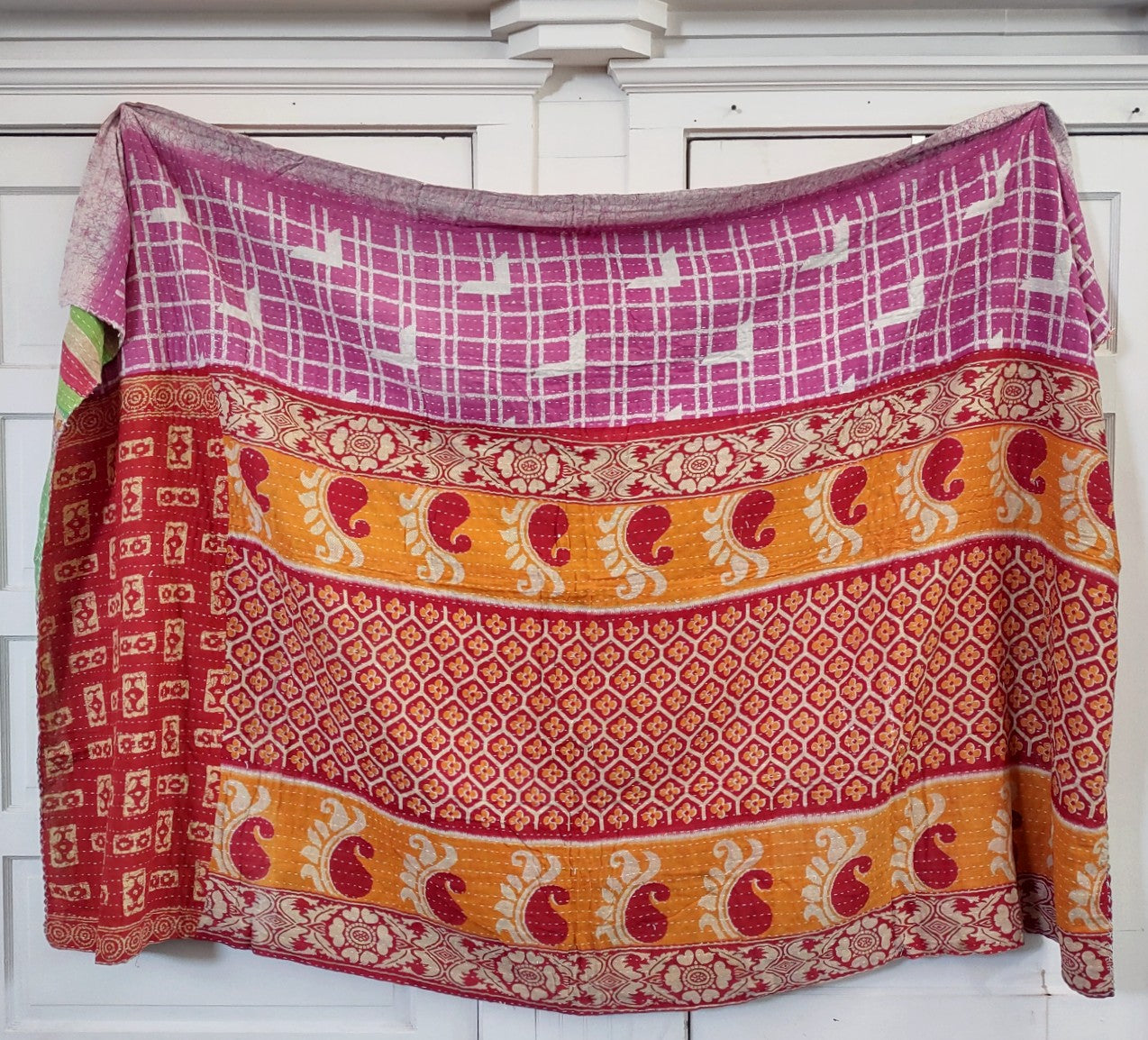 Kantha Sari Throw Blanket #1413