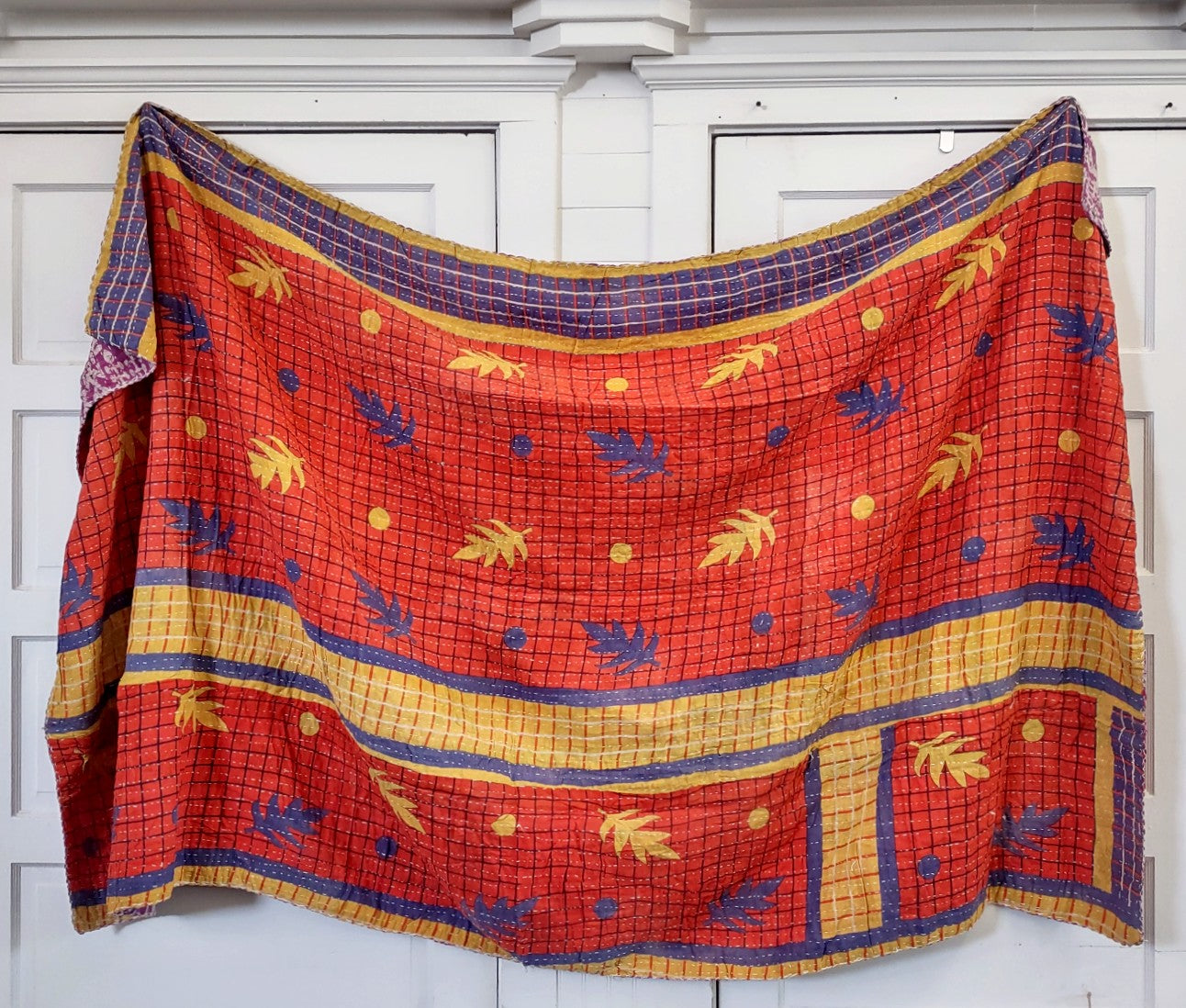 Kantha Sari Throw Blanket #1414