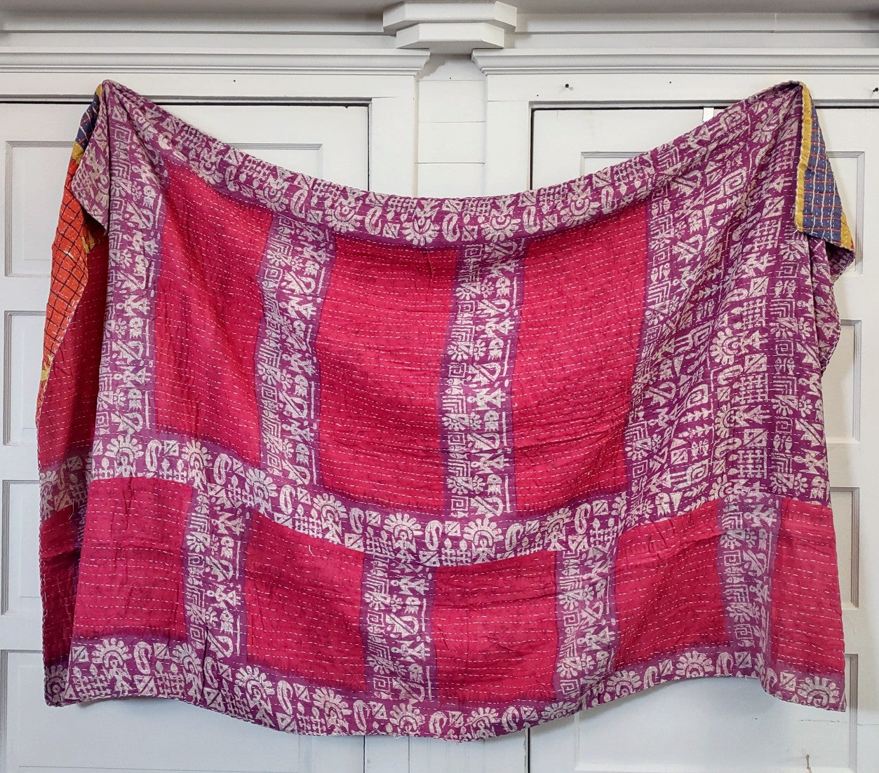 Kantha Sari Throw Blanket #1414