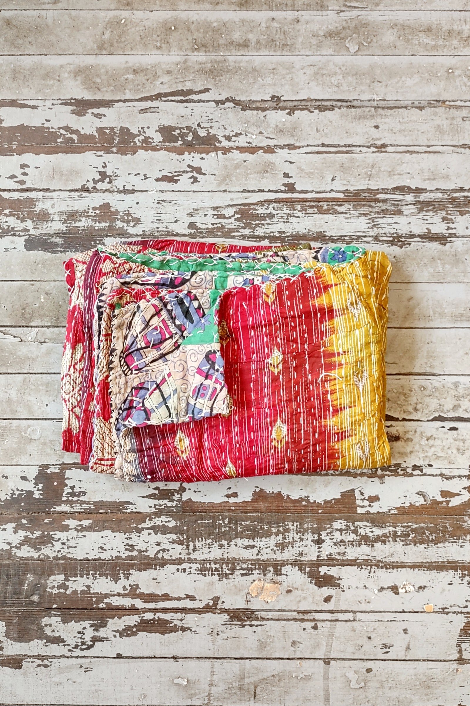 Kantha Sari Throw Blanket #1415